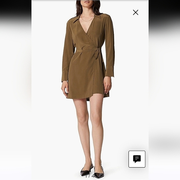 Equiptment-Antheme Long Sleeve Silk Wrap Dress-Size Small - Picture 1 of 17
